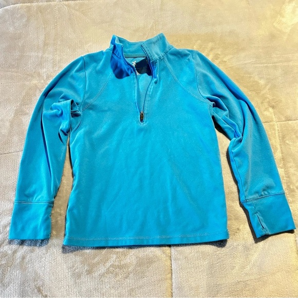 Kid’s Xersion Aqua Blue Zip-Up Sweater Size Small (8) - Picture 1 of 5